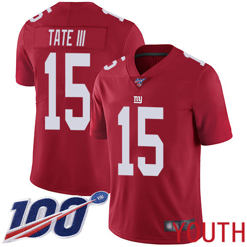 Youth New York Giants #15 Golden Tate III Red Limited Red Inverted Legend 100th Season Football NFL Jersey->youth nfl jersey->Youth Jersey